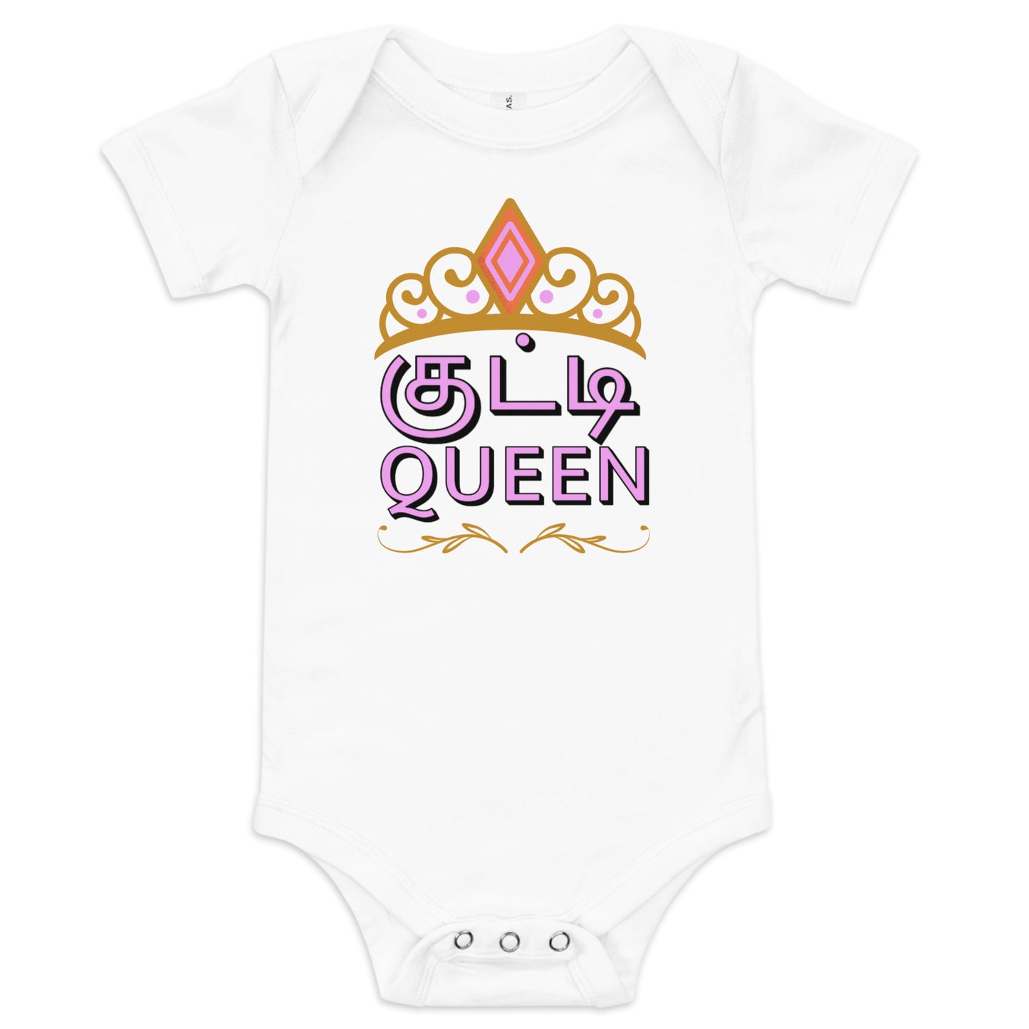 kutty queen girls white baby bodysuit from the tamil era
