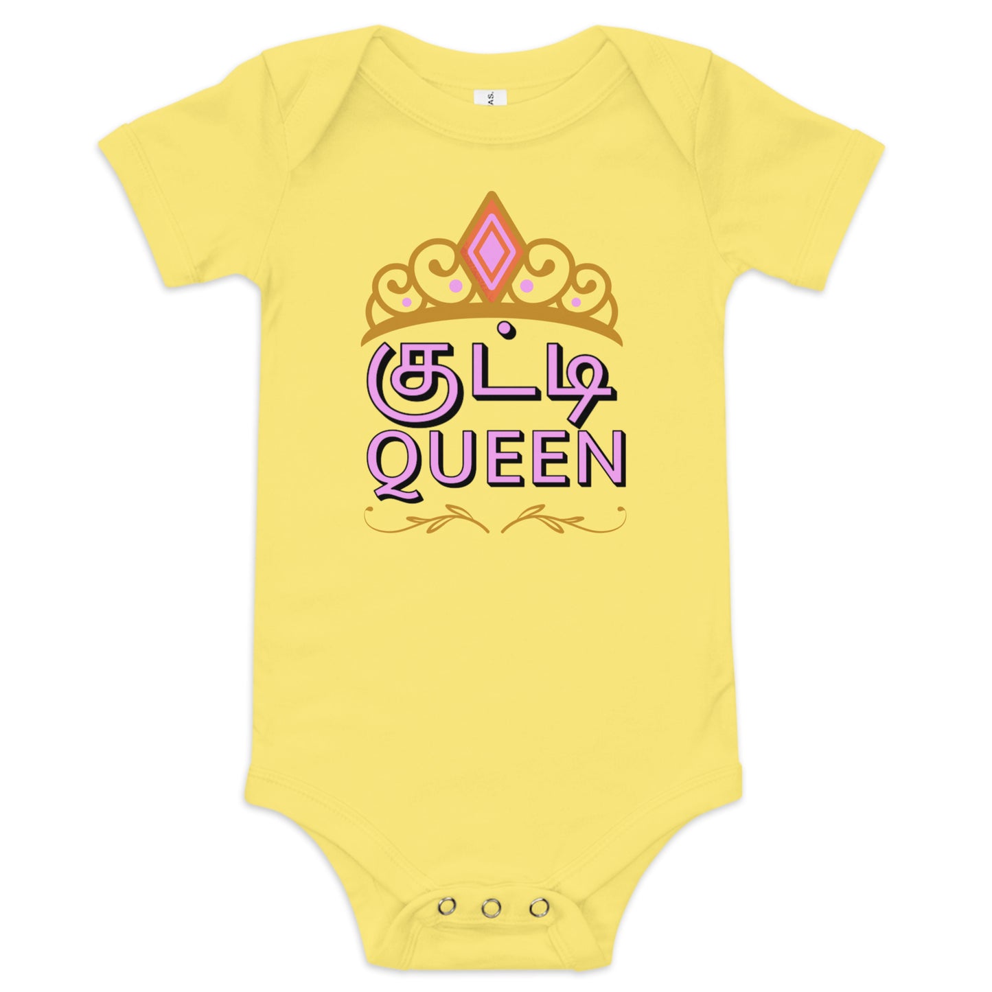 kutty queen girls yellow baby bodysuit from the tamil era