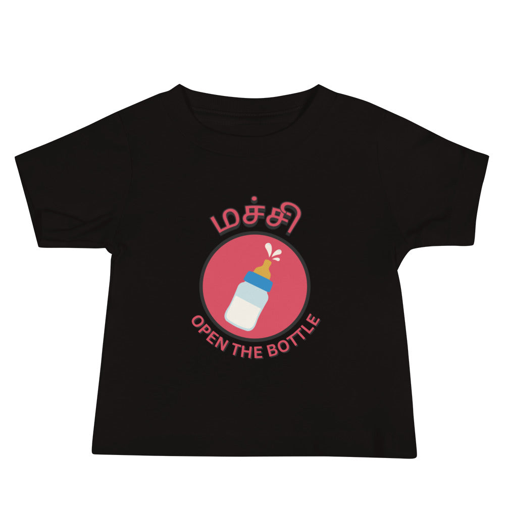 machi open the bottle baby black t-shirt from the tamil era