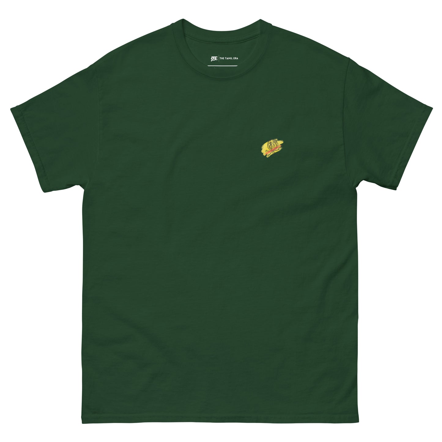 mens forest green flame lily brushstroke tshirt from the tamil era