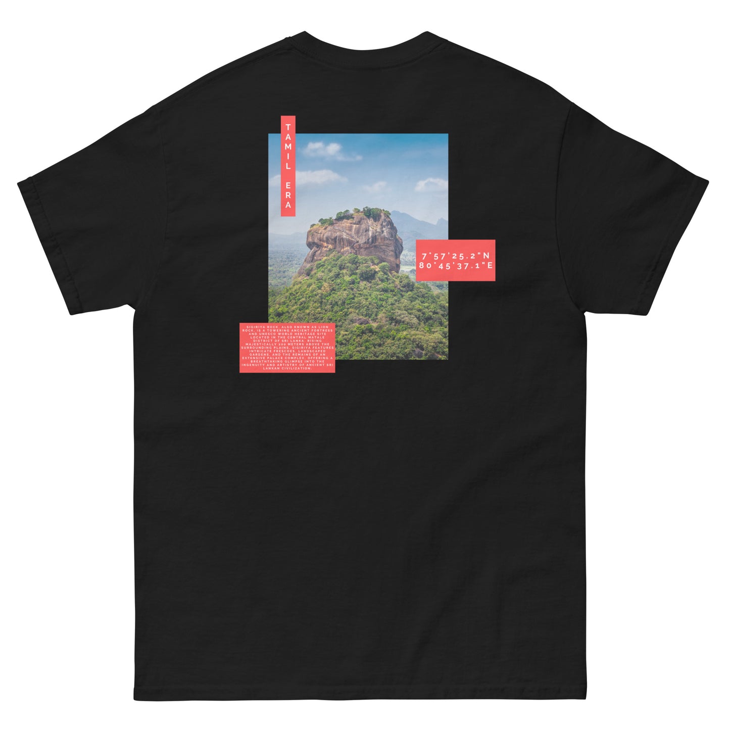 mens sigiriya black tshirt back design from the tamil era