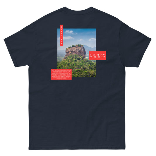 mens sigiriya navy tshirt back design from the tamil era