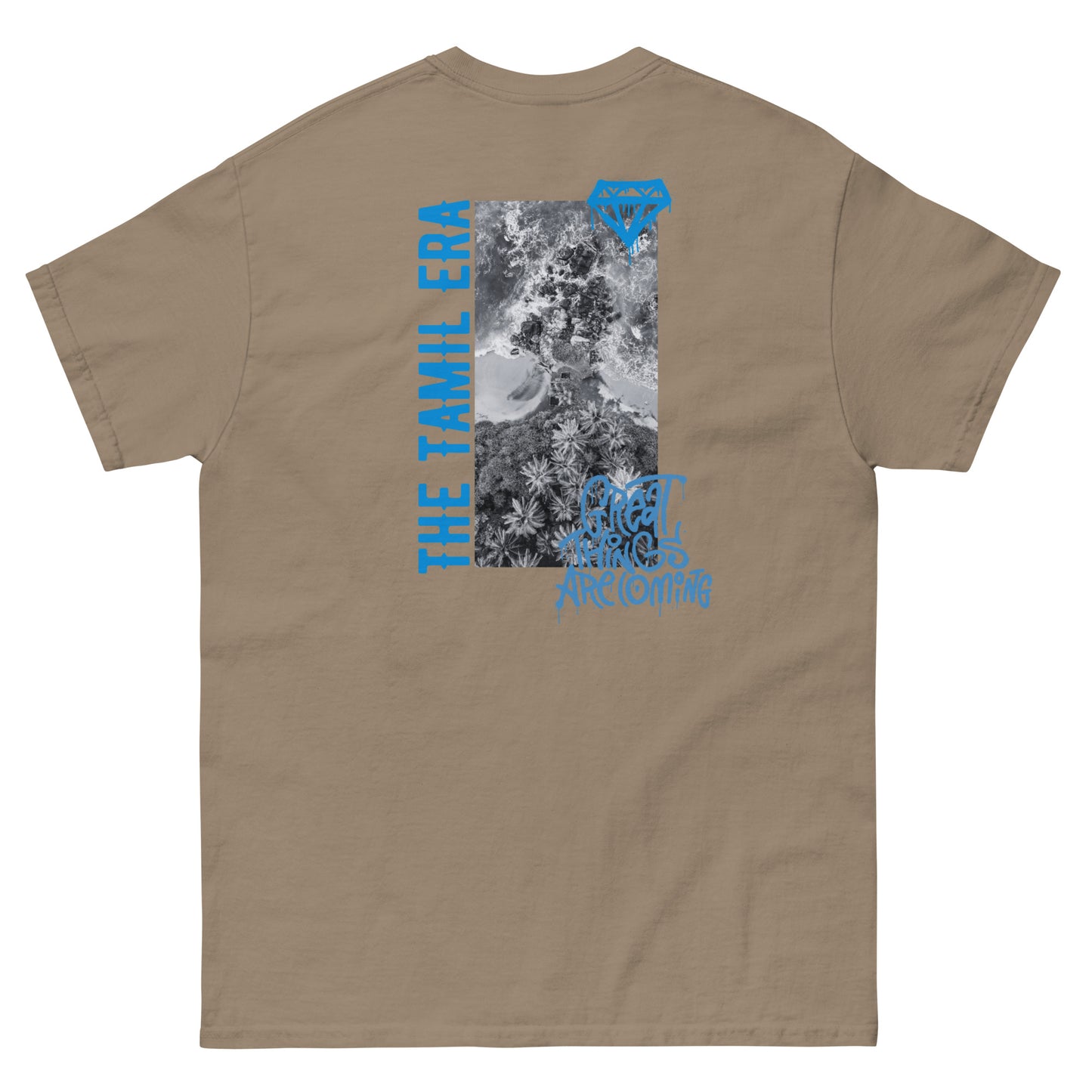 mens sri lanka coast graffiti brown savana tshirt back design from the tamil era