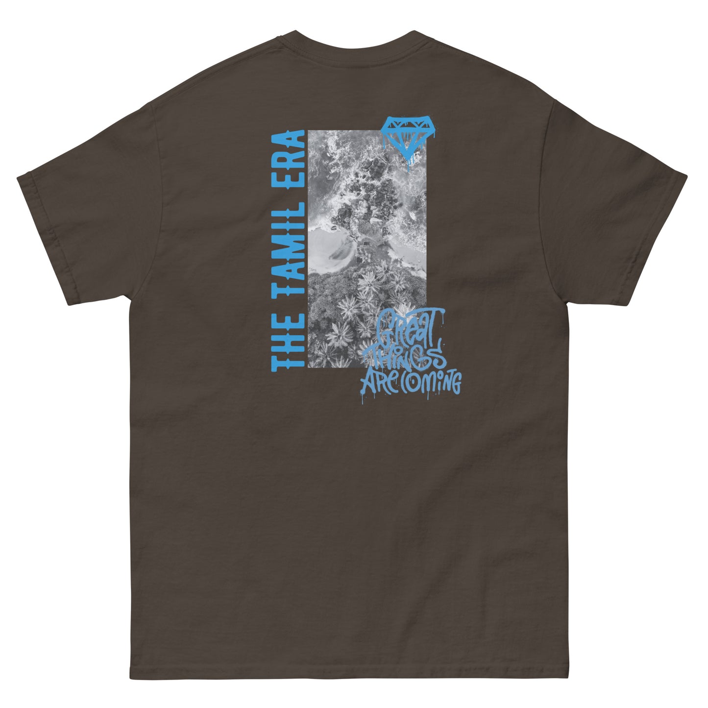 mens sri lanka coast graffiti dark chocolate tshirt back design from the tamil era