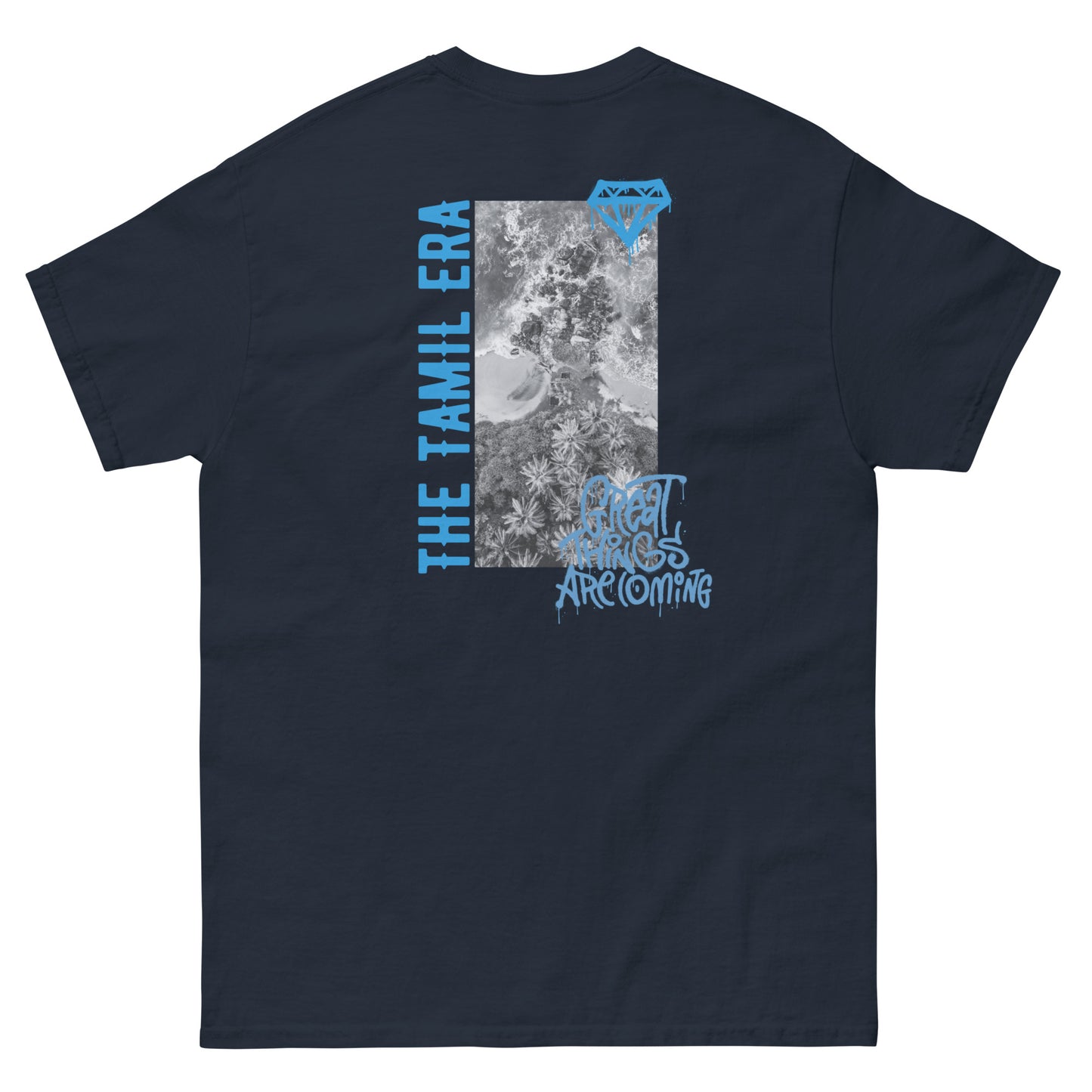 mens sri lanka coast graffiti navy tshirt back design from the tamil era