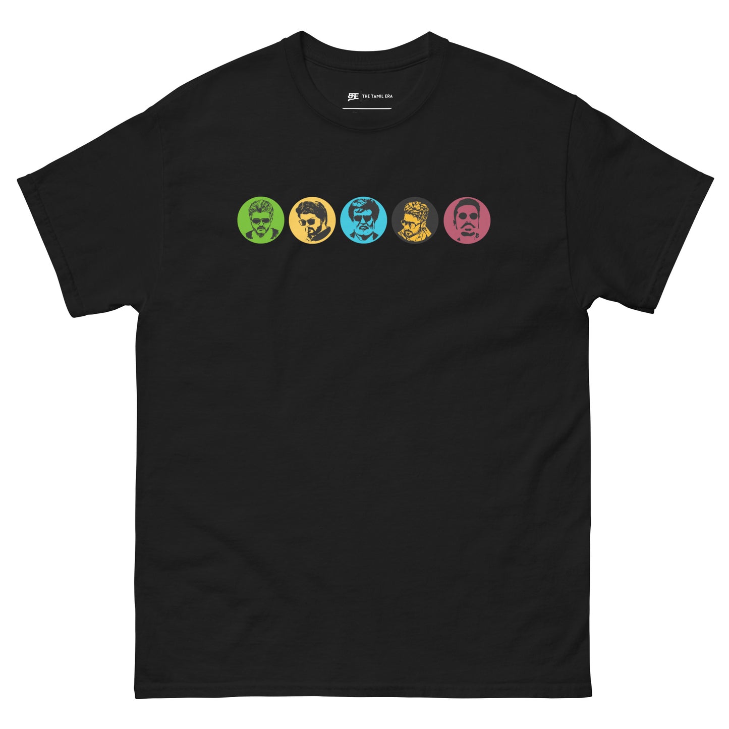 mens superstar kollywood cast black tshirt from the tamil era
