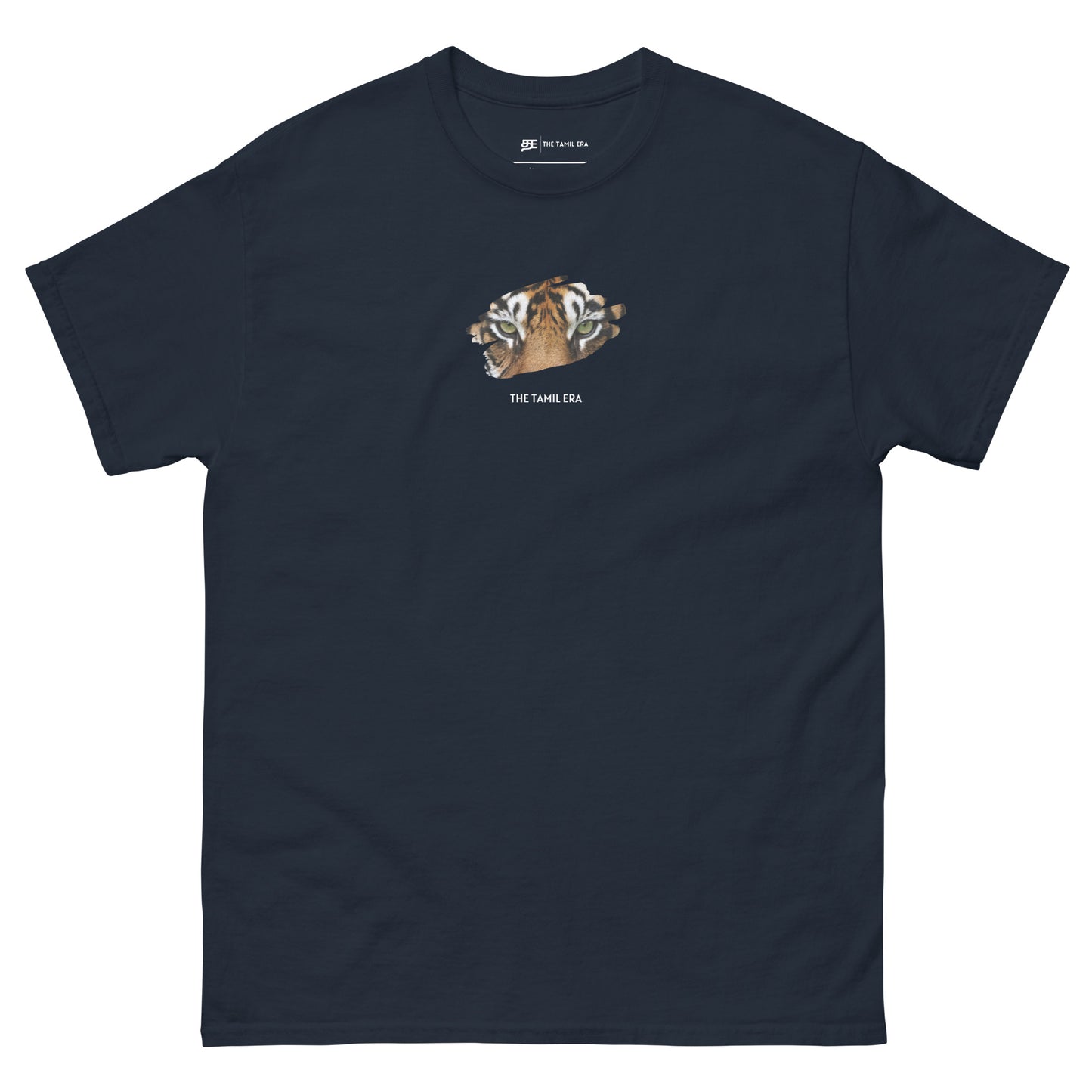 mens tiger eyes navy tshirt from the tamil era
