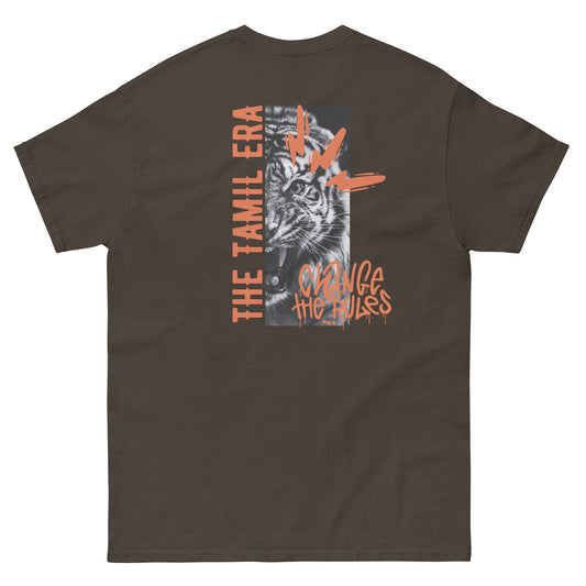 mens tiger graffiti tshirt back design dark chocolate from the tamil era