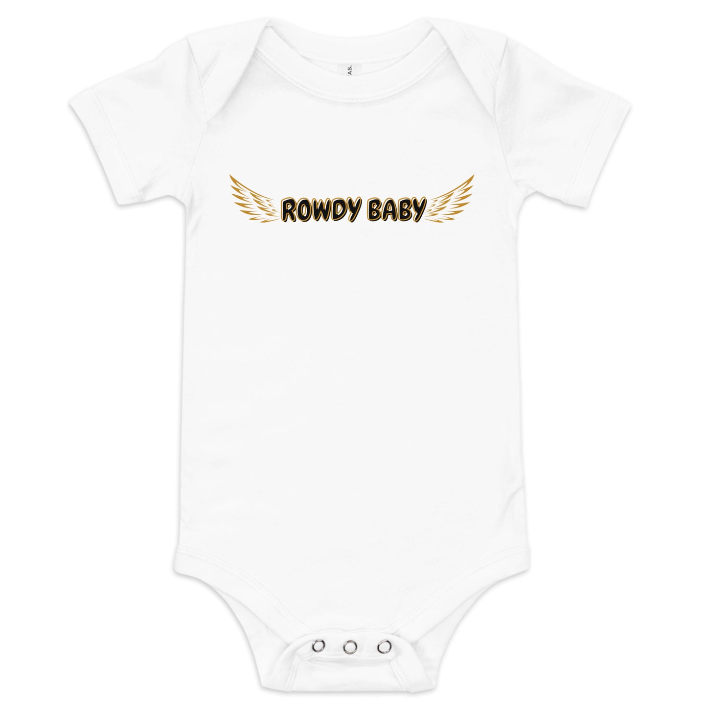 rowdy baby boys white baby bodysuit from the tamil era