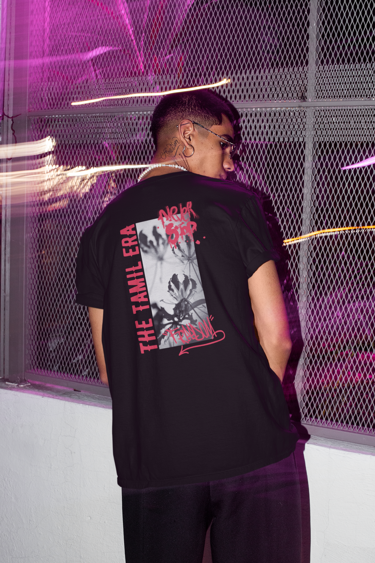 Graffiti lily tshirt back design from the Tamil Era