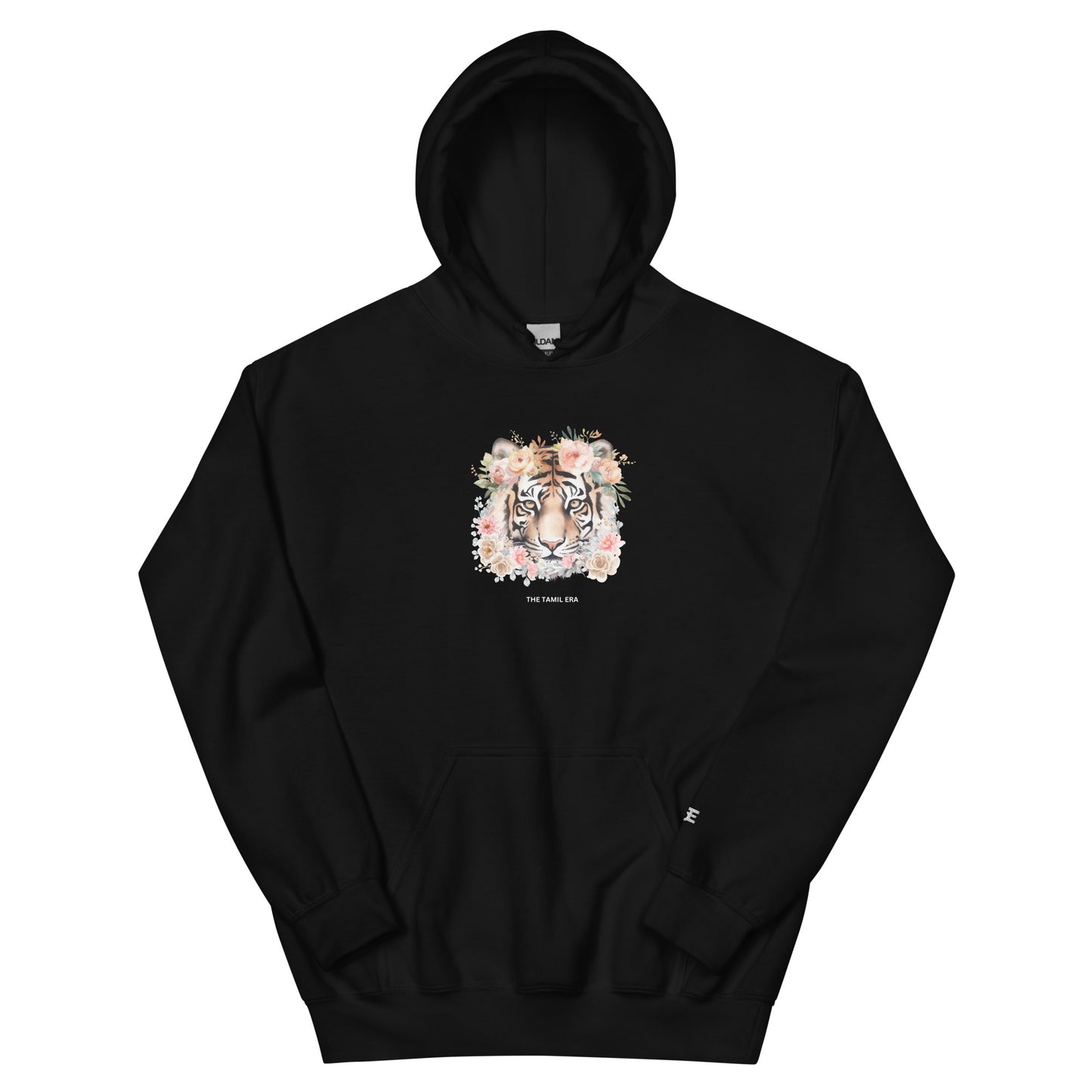 womens tiger face black hoodie from the tamil era