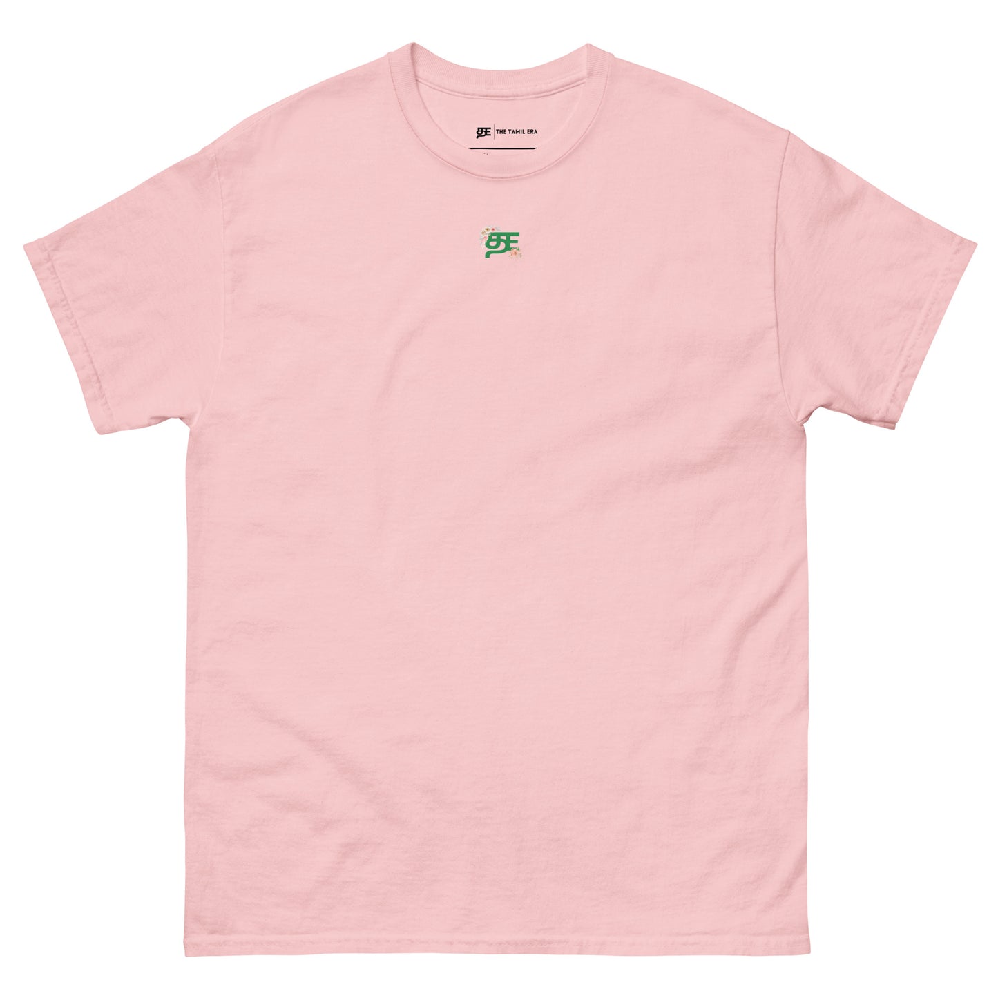 womens light pink floral tiger tshirt front design from the tamil era