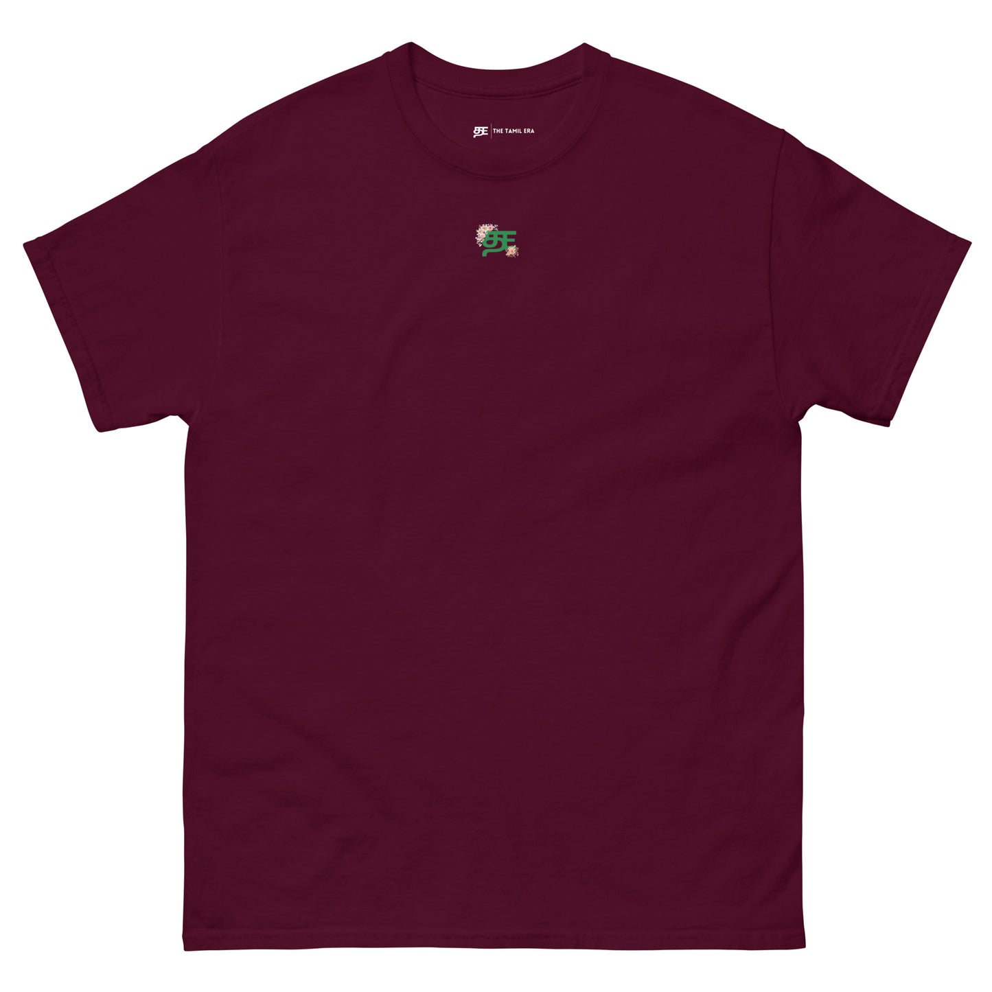 womens maroon floral tiger tshirt front design from the tamil era