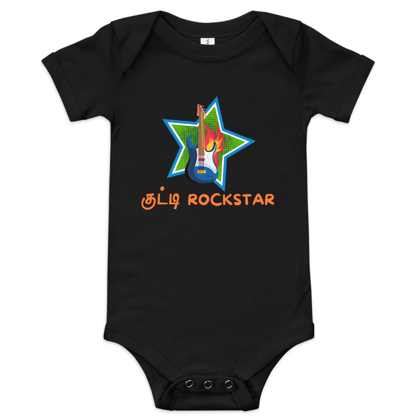 kutty rockstart boys black baby bodysuit from the tamil era 