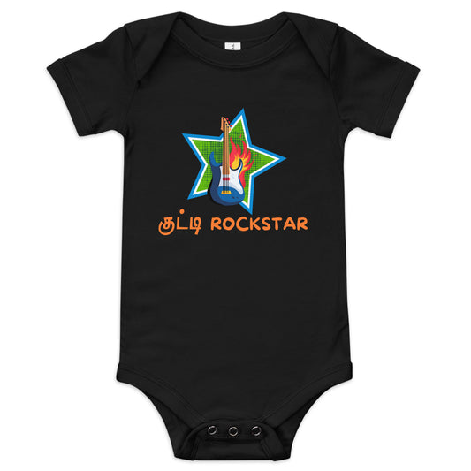 kutty rockstart boys black baby bodysuit from the tamil era 