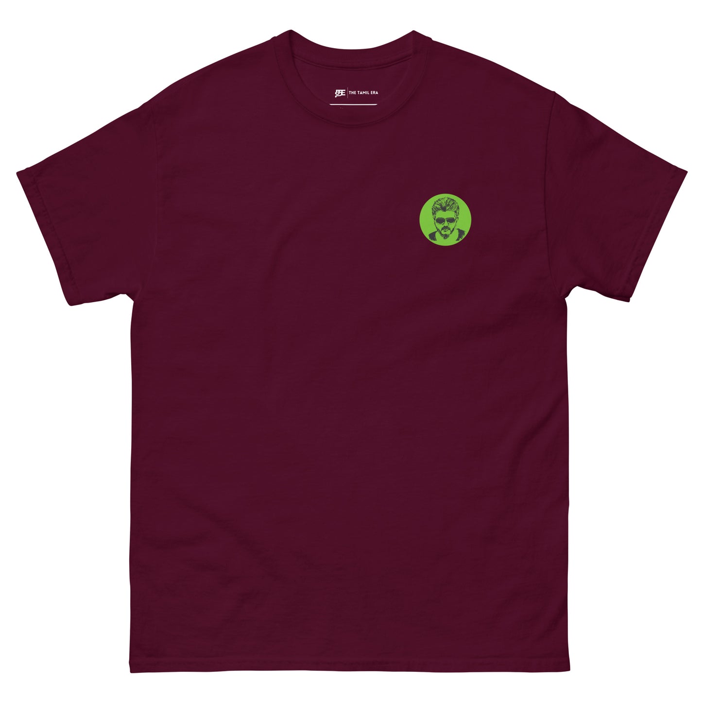 Mens maroon Ajith logo T-shirt from The Tamil Era 