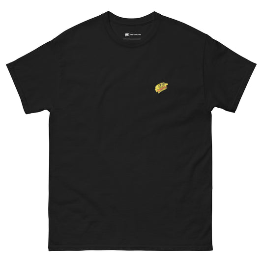 mens black flame lily brushstroke tshirt from the tamil era