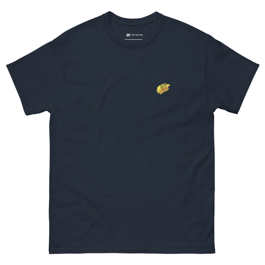 mens navy flame lily brushstroke tshirt from the tamil era