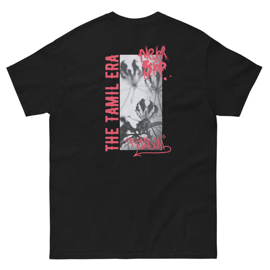 mens flame lily graffiti black back design from the tamil era