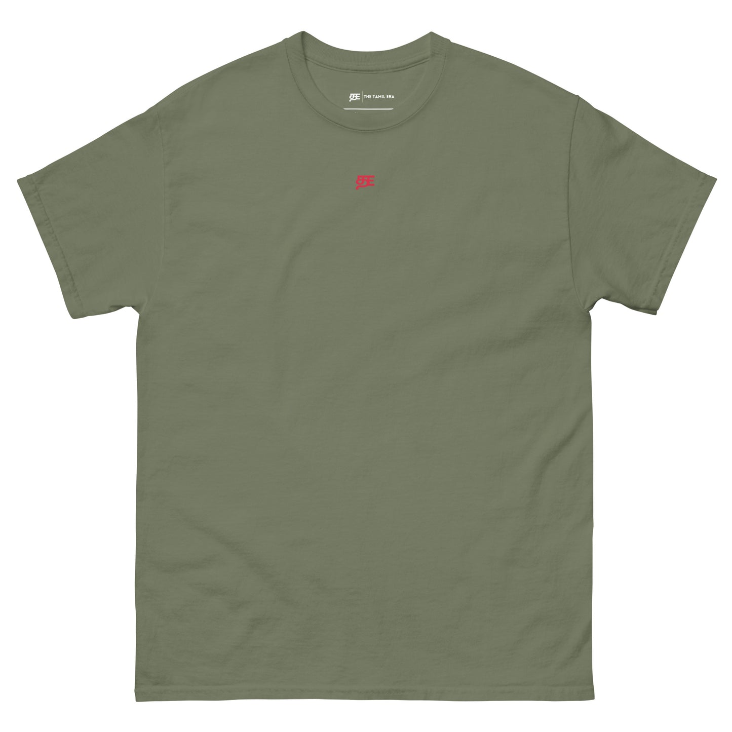 mens flame lily graffiti military green front design from the tamil era