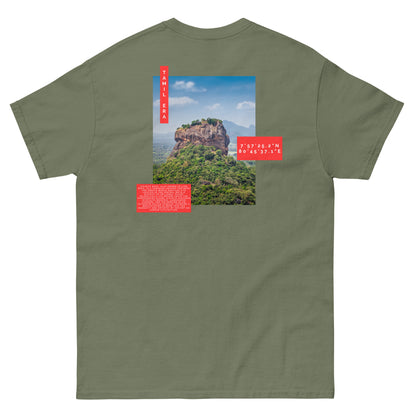 mens sigiriya military green tshirt back design from the tamil era