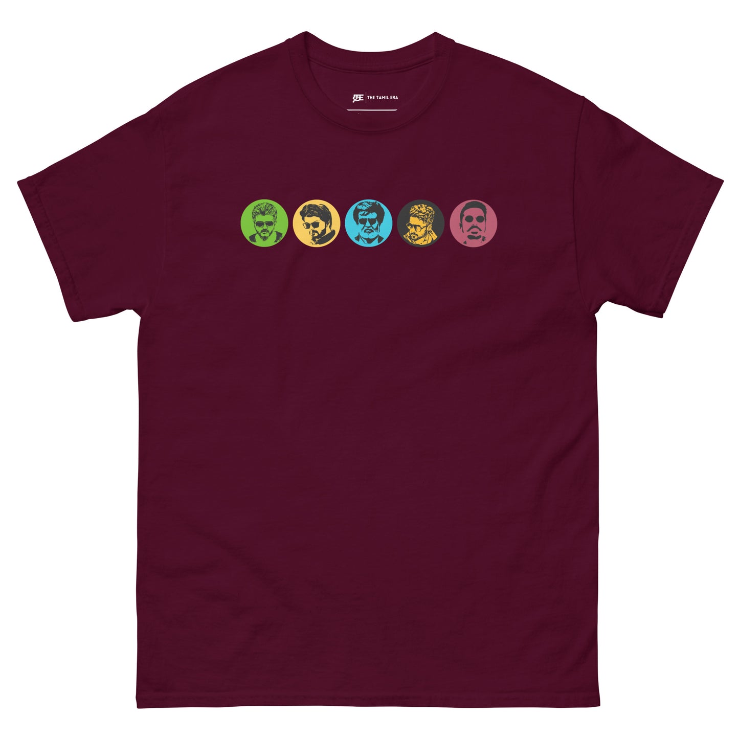 mens superstar kollywood cast maroon tshirt from the tamil era 