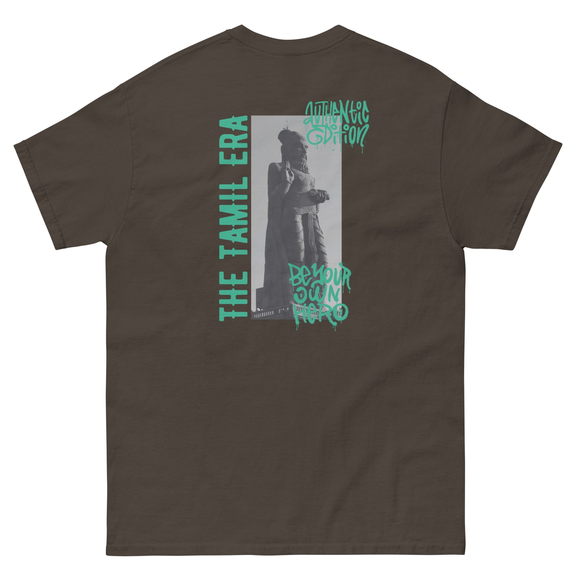 mens thiruvalluvar graffiti dark chocolate tshirt back design from the tamil era