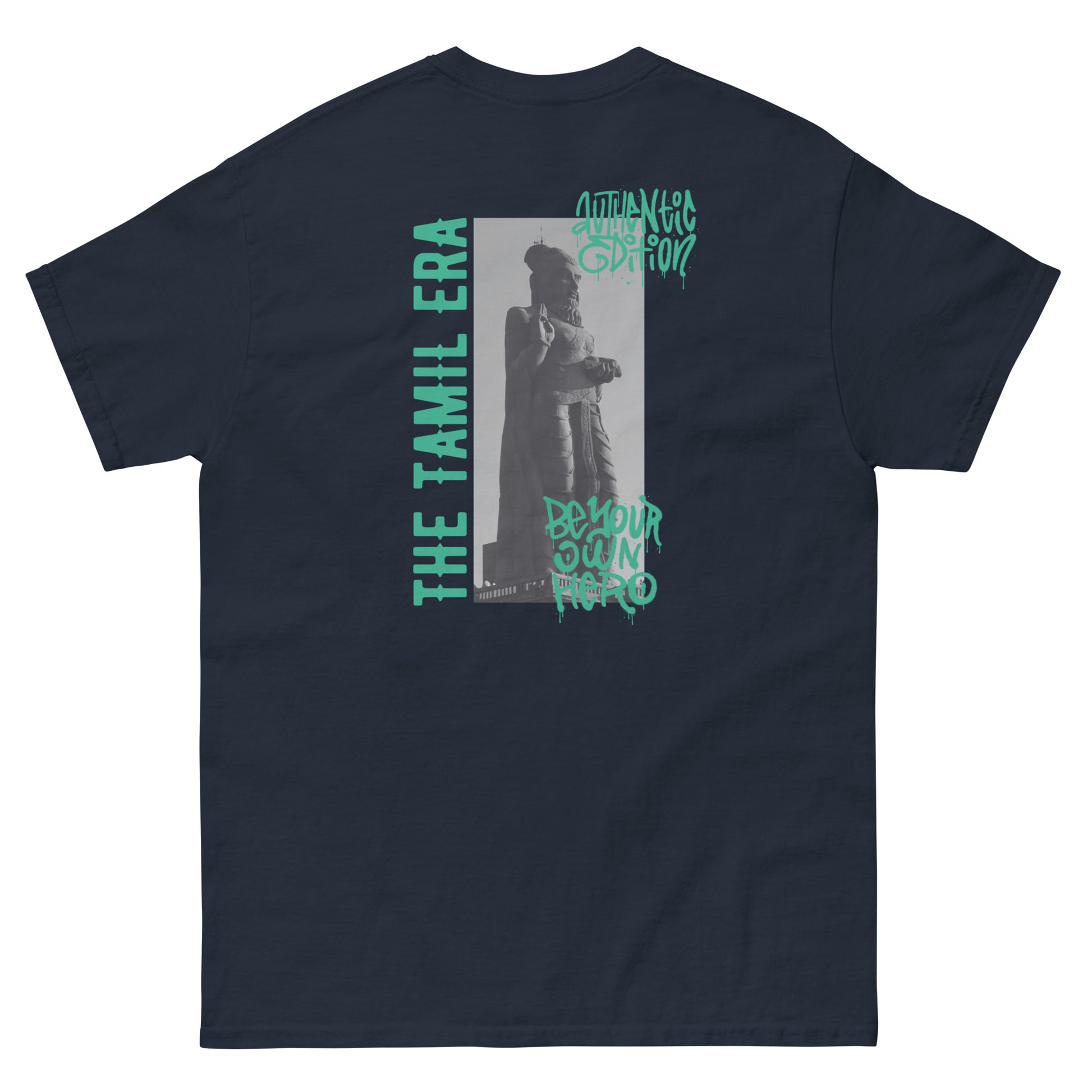 mens thiruvalluvar graffiti navy tshirt back design from the tamil era