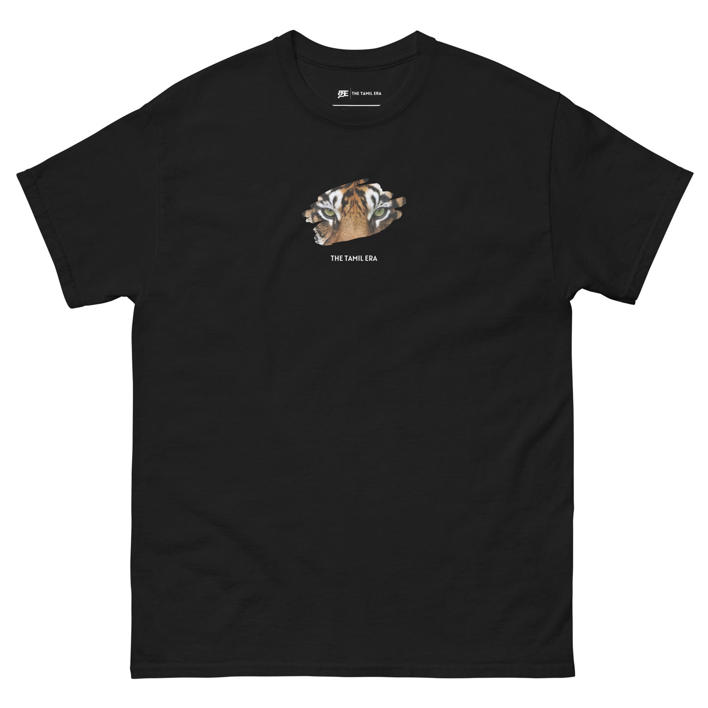 mens tiger eyes black tshirt from the tamil era 