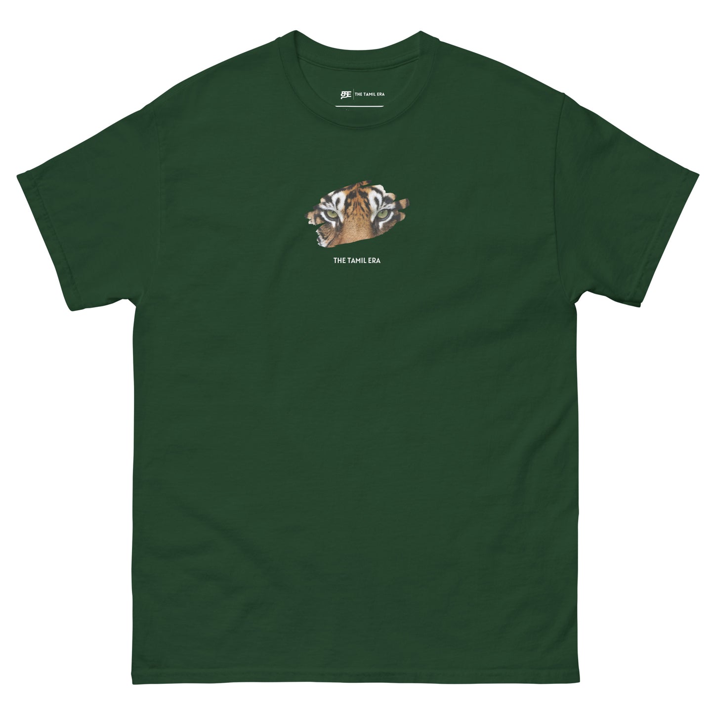 mens tiger eyes forest green tshirt from the tamil era 