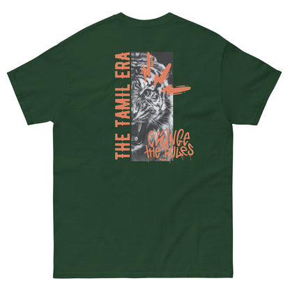 mens tiger graffiti tshirt back design forest green from the tamil era 
