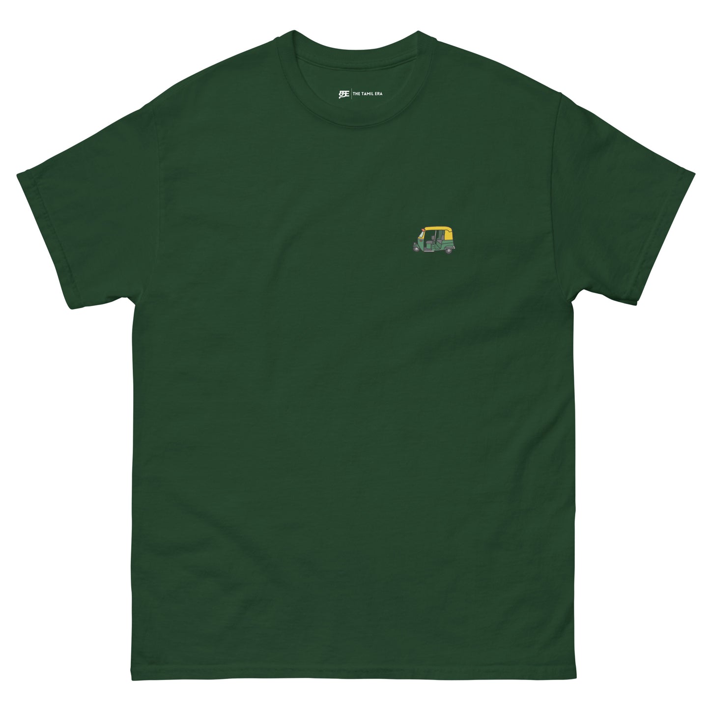 mens tuk tuk forest green tshirt from the tamil era