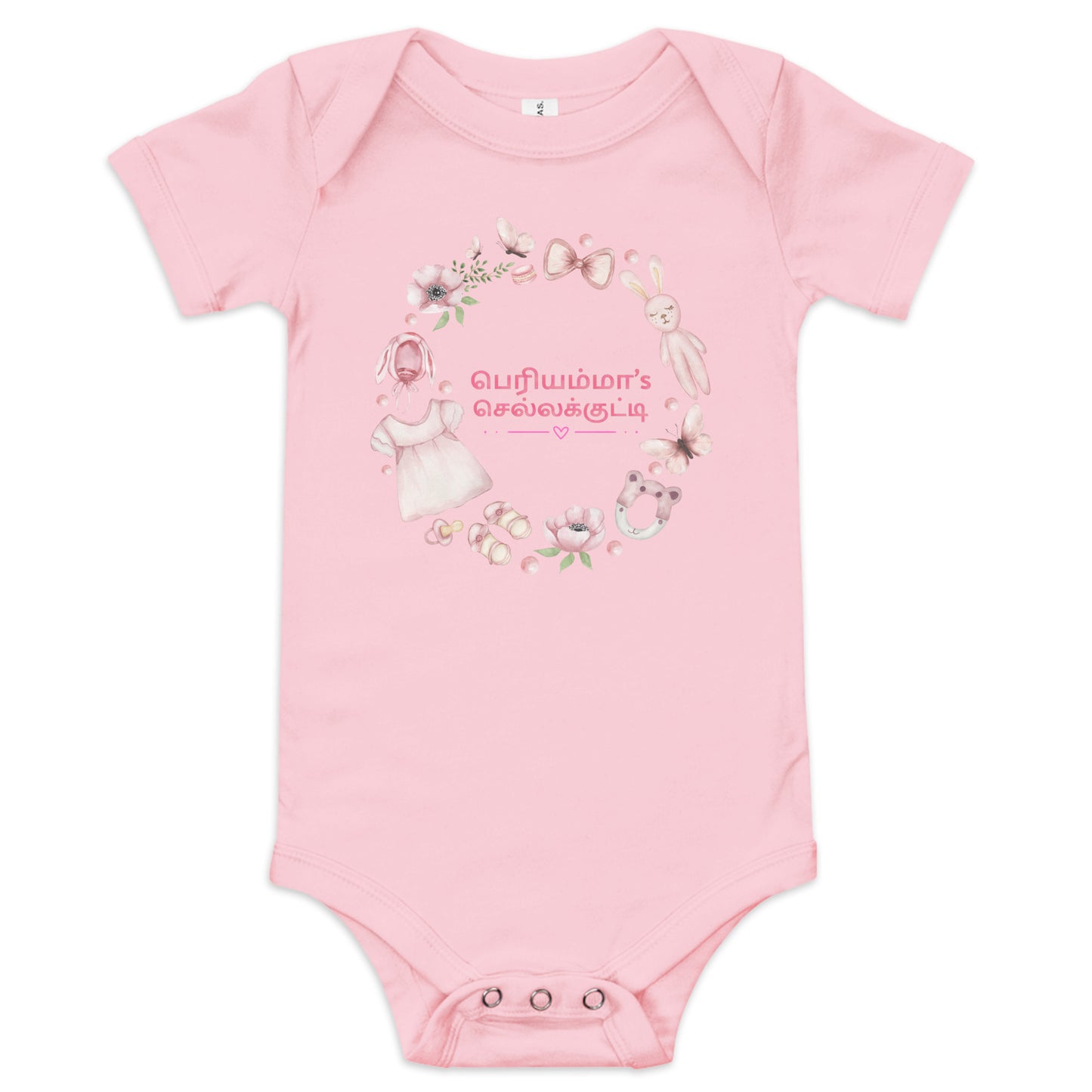 periyammas chella kutty girls pink baby bodysuit from the tamil era 