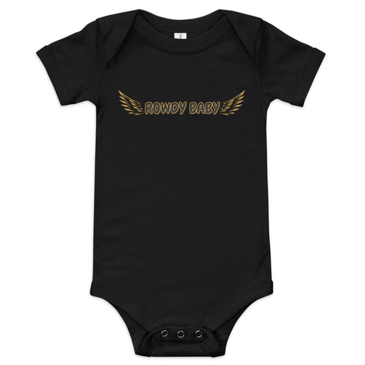 rowdy baby boys black baby bodysuit from the tamil era 