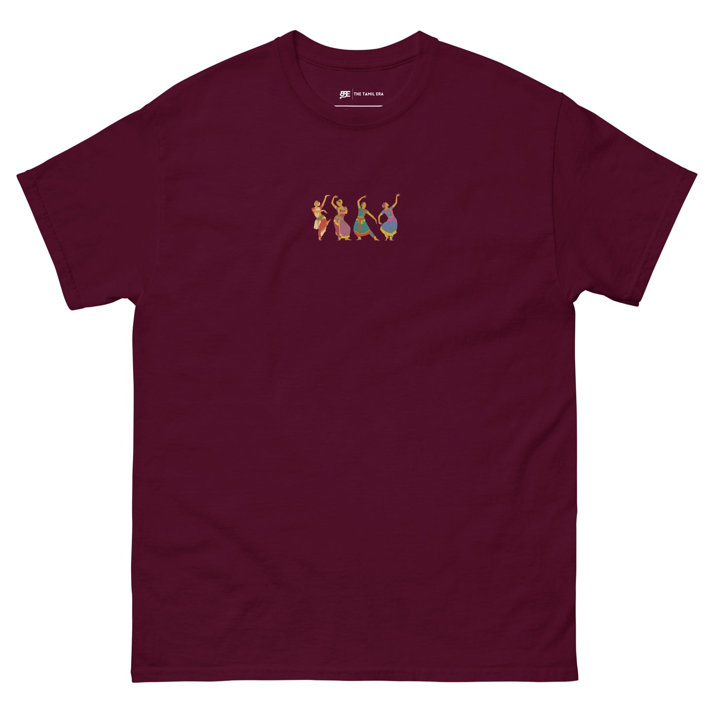 womens maroon bharatanatyam t-shirt from the tamil era 