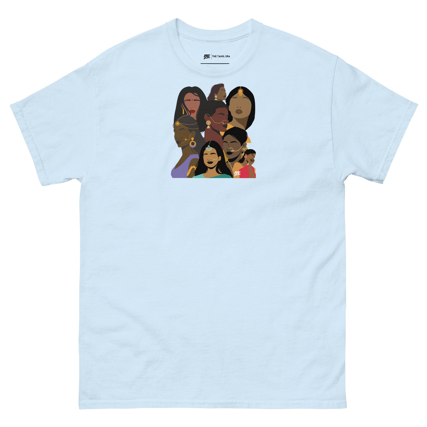 womens faces of tamil light blue t-shirt from the tamil era 