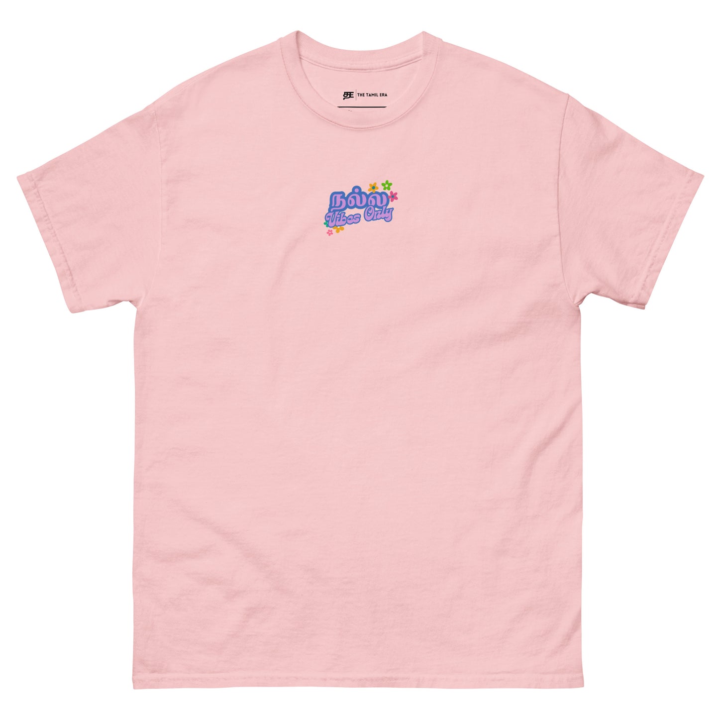 womens good vibes only light pink tshirt from the tamil era 
